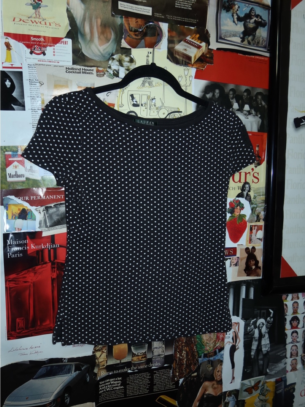 Lauren Ralph Lauren Black Short Sleeve Polka Dot Tee